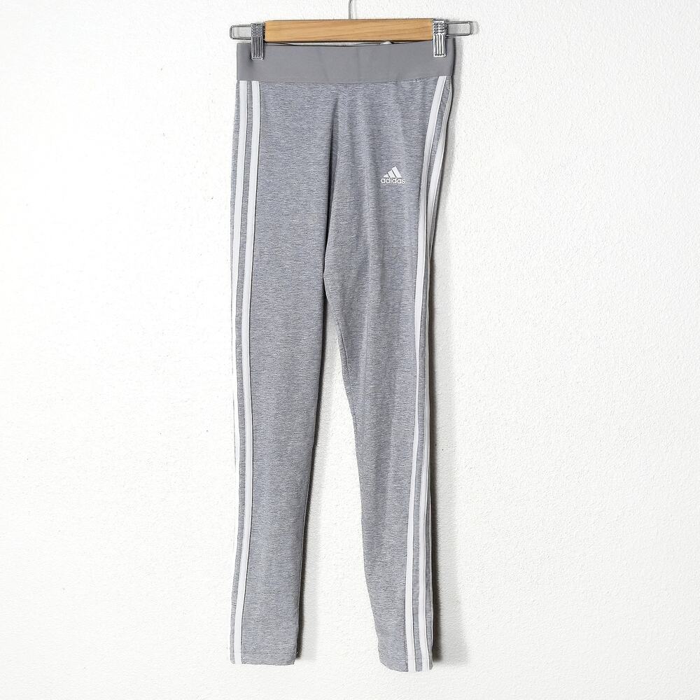 Adidas Tights Size XS Gray 3-Stripes Sporty Athleisure Leggings NWT